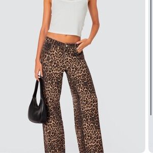 Leopard Print Low Rise Jeans